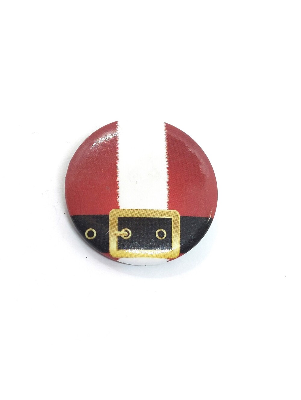 Santa Suit Belt Buckle Pin Christmas Holiday Round Button Belly Coat Lapel